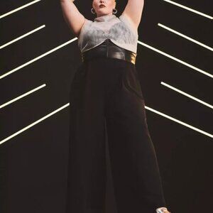 RARE Eloquii Collectors Black Corset Wide Leg Pants Trousers Size 16